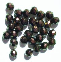 25 8mm Faceted Metallic Copper AB Firepolish Beads